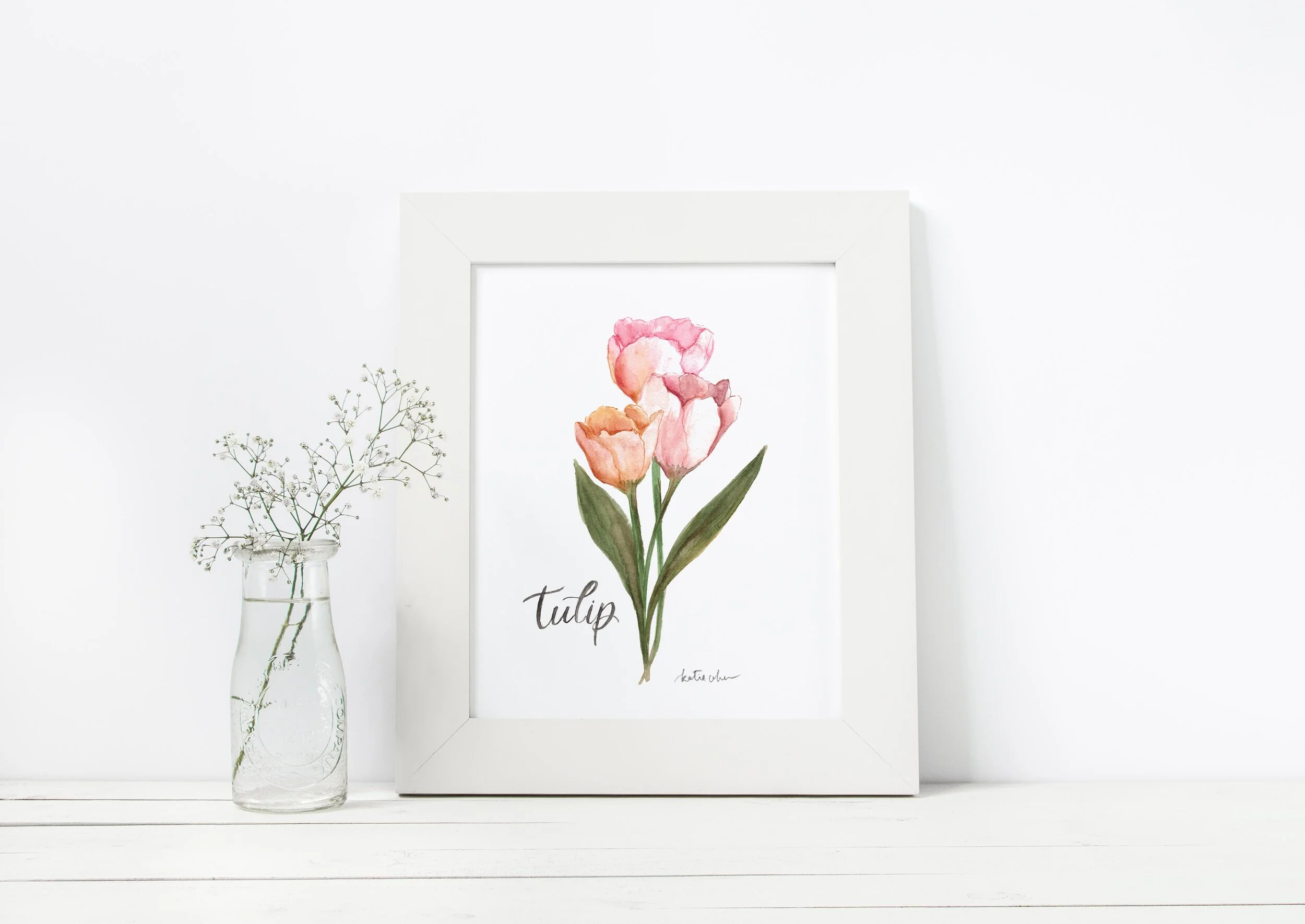 Tulip Watercolor Greeting Card and Art Print